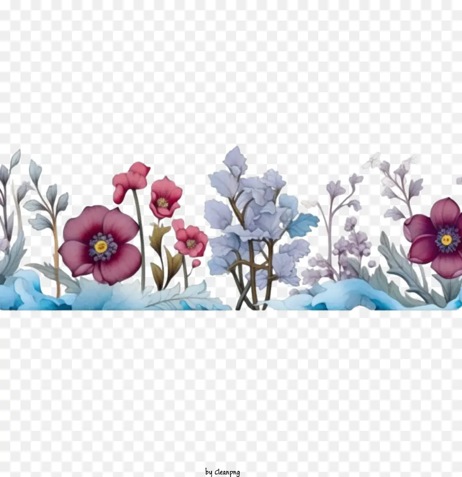 L'hiver Frontière，Bordure De Fleurs PNG