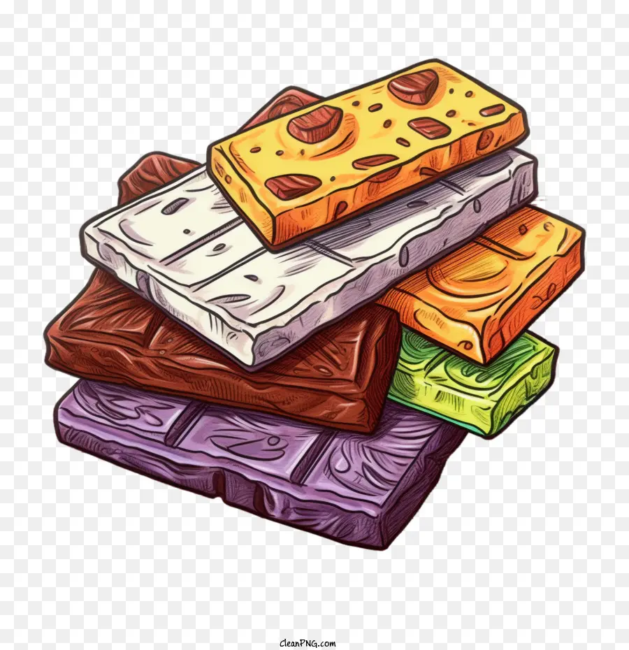 Chocolat，Barres De Chocolat Colorées PNG