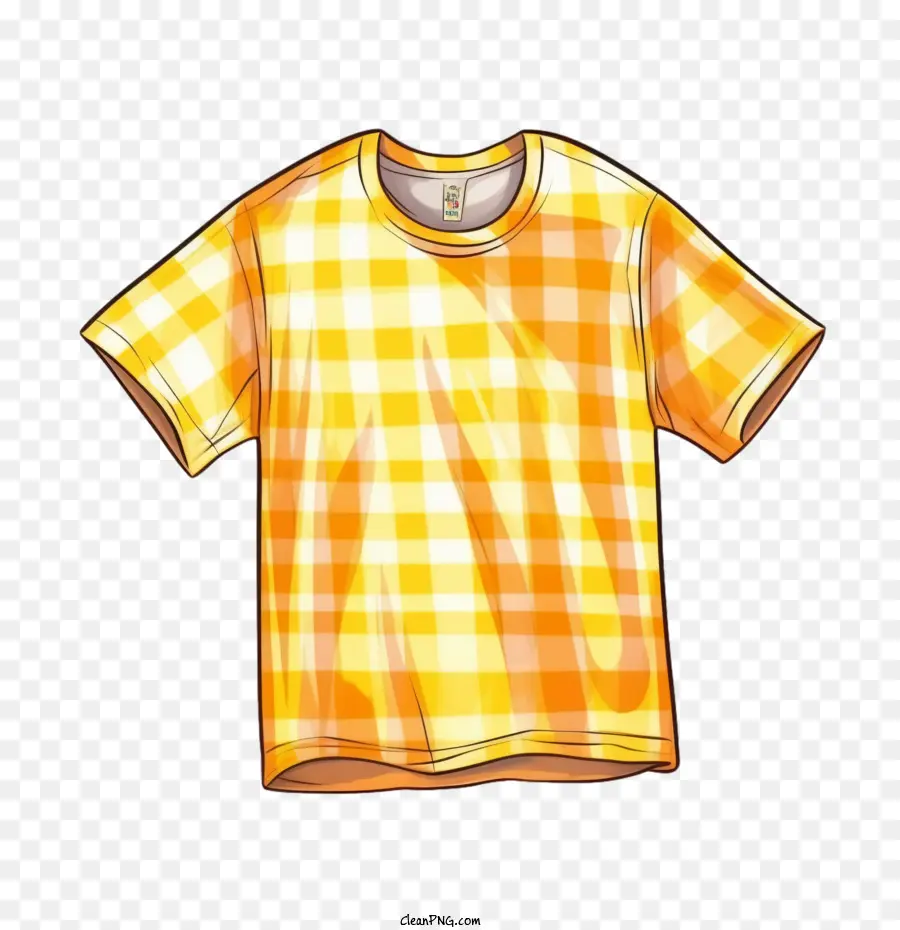 T Shirt，T Shirt à Carreaux Jaune PNG