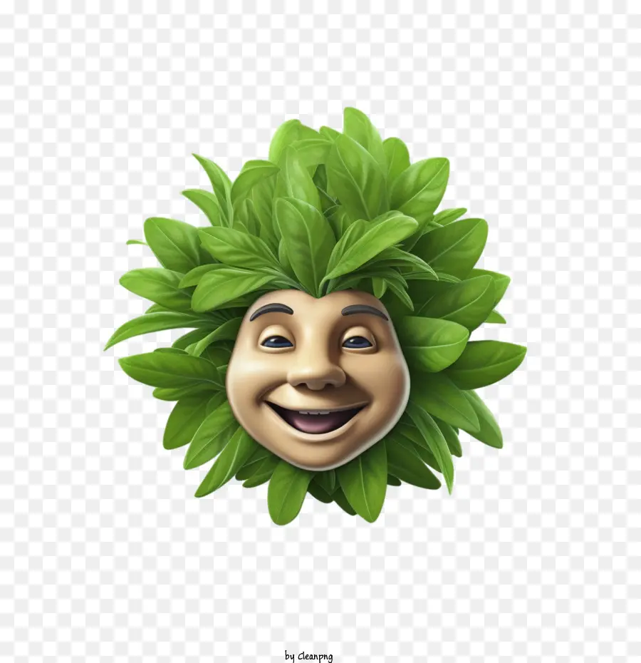 Herbe，Visage De Plante Heureux PNG