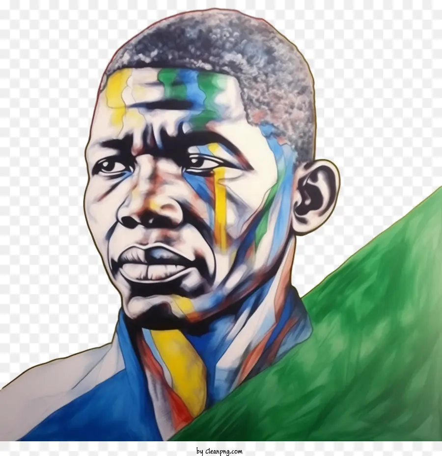 Nelson Mandela，Portrait Coloré PNG