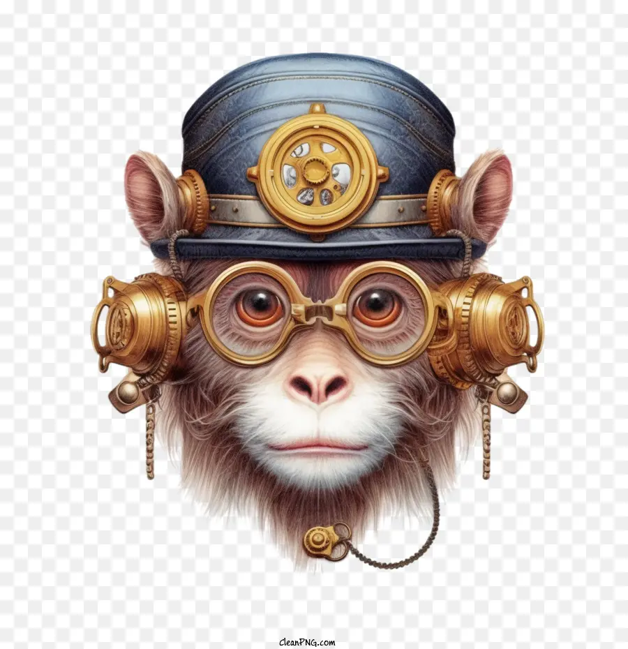 Singe，Singe Avec Chapeau Steampunk PNG