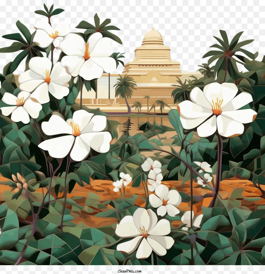 Cambodge，Fleurs Blanches PNG