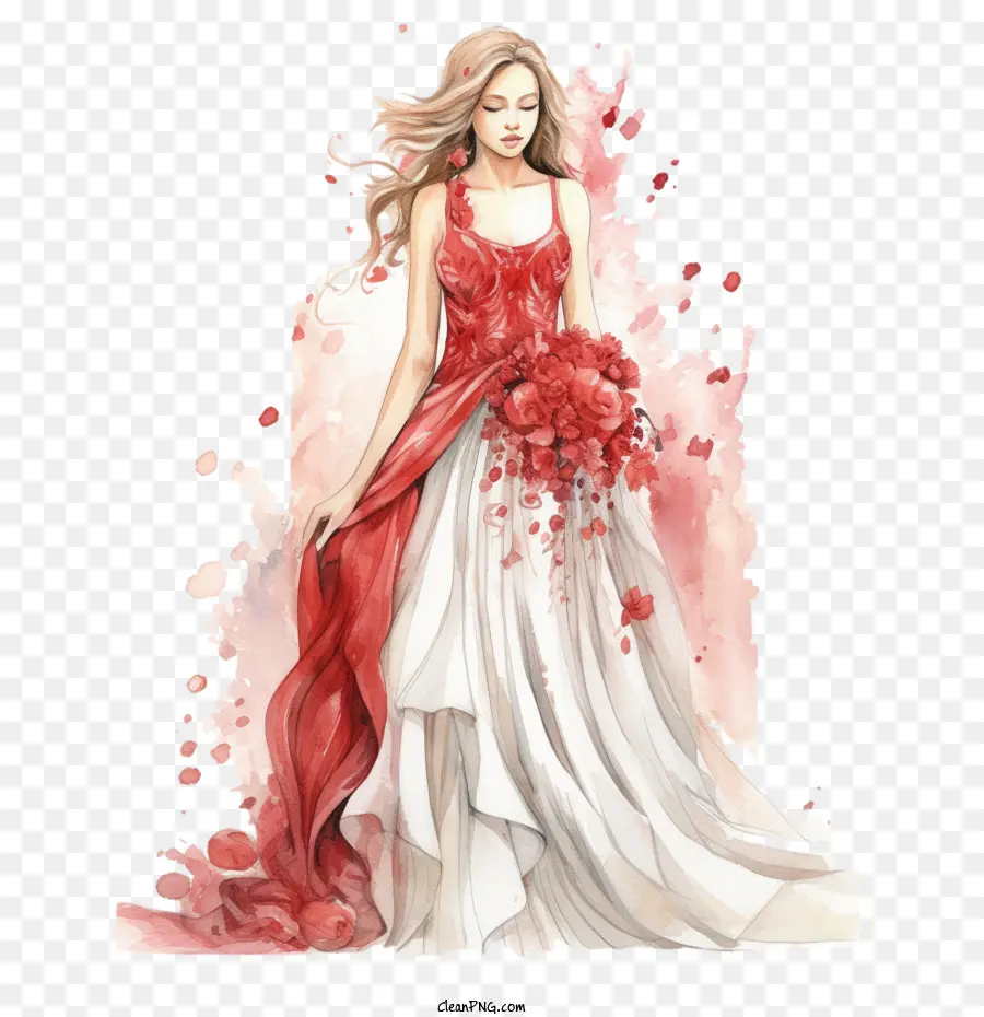 Robe De Mariée，Femme En Robe PNG