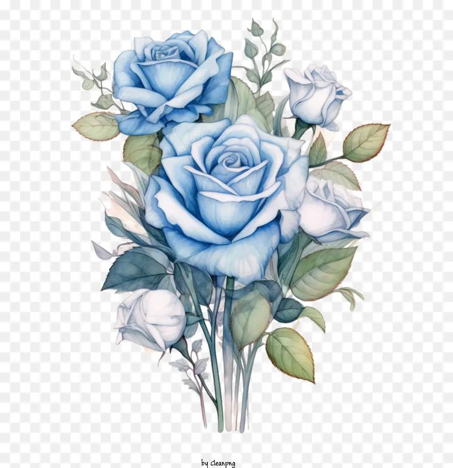 Rose Bleue，Aquarelle PNG