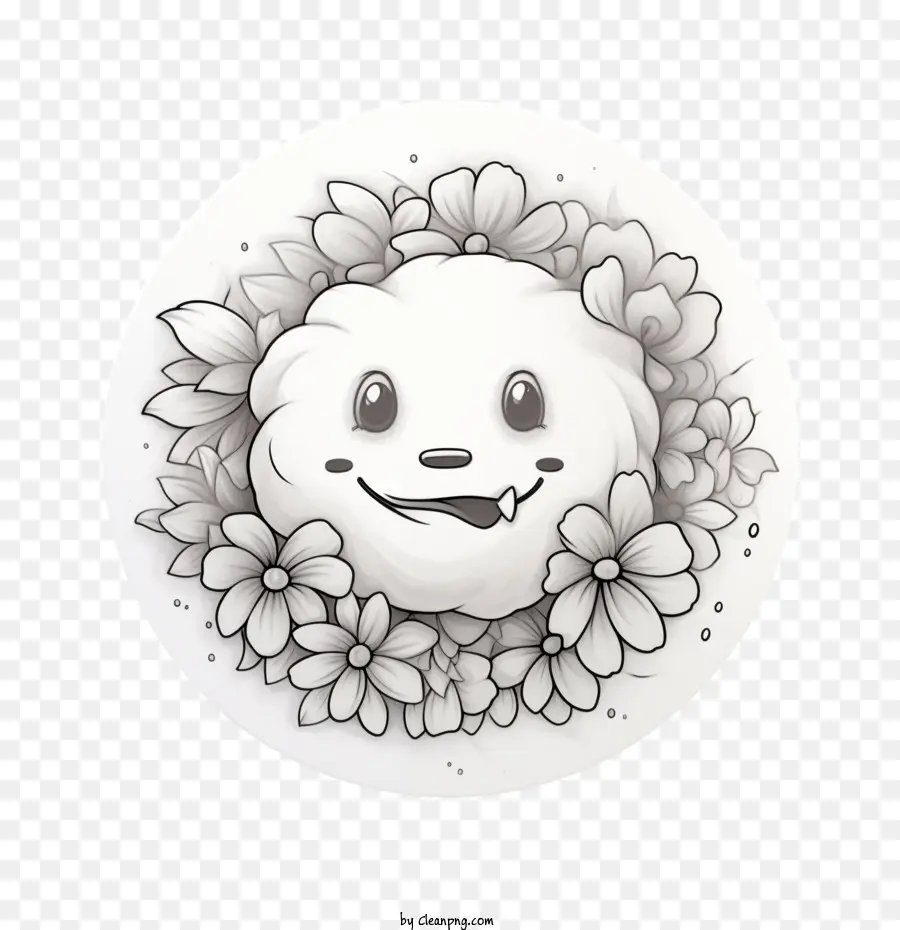 Fleur Emoji，Nuage Heureux PNG