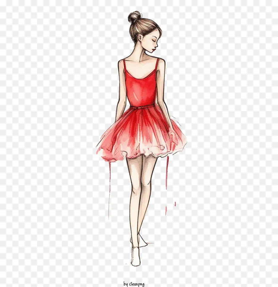 Danseuse，Robe Rouge PNG