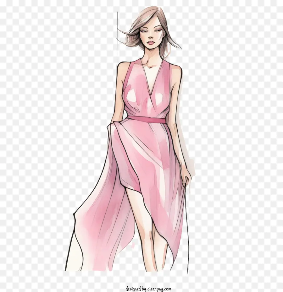 Fille Rose，Fille En Robe Rose PNG