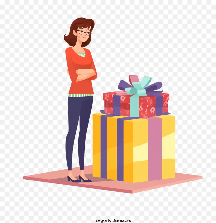 Coffret Cadeau，Femme Avec Des Cadeaux PNG