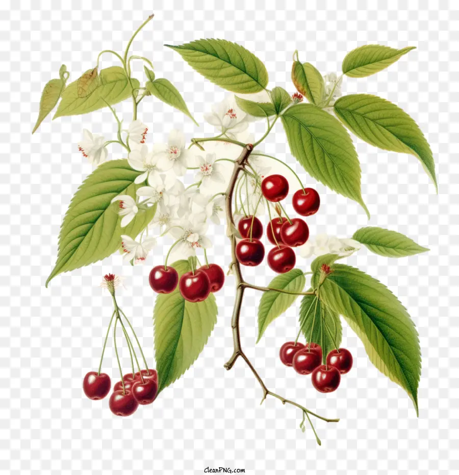 Branche De Cerisier，Cerises PNG