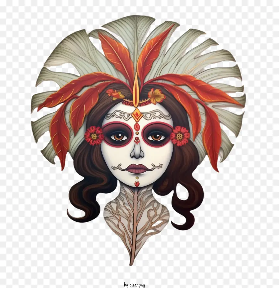 Skelita Calaveras，Crâne De Sucre Coloré PNG