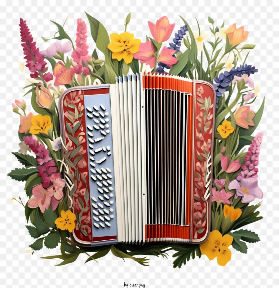 Accordéon，Fleurs PNG