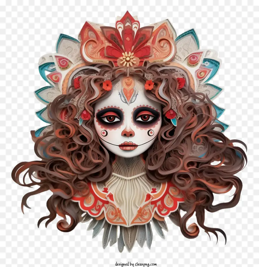 Skelita Calaveras，Masque Du Jour Des Morts PNG