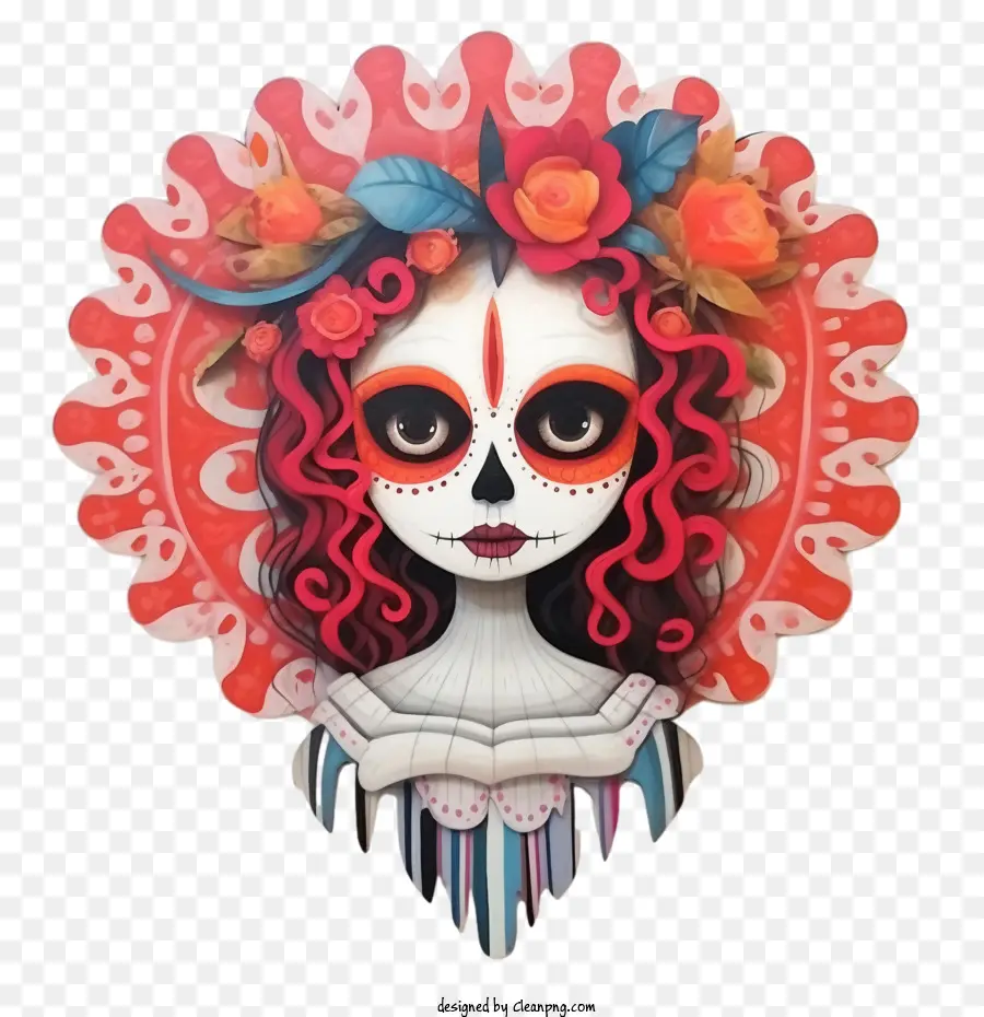 Skelita Calaveras，Crâne Coloré PNG