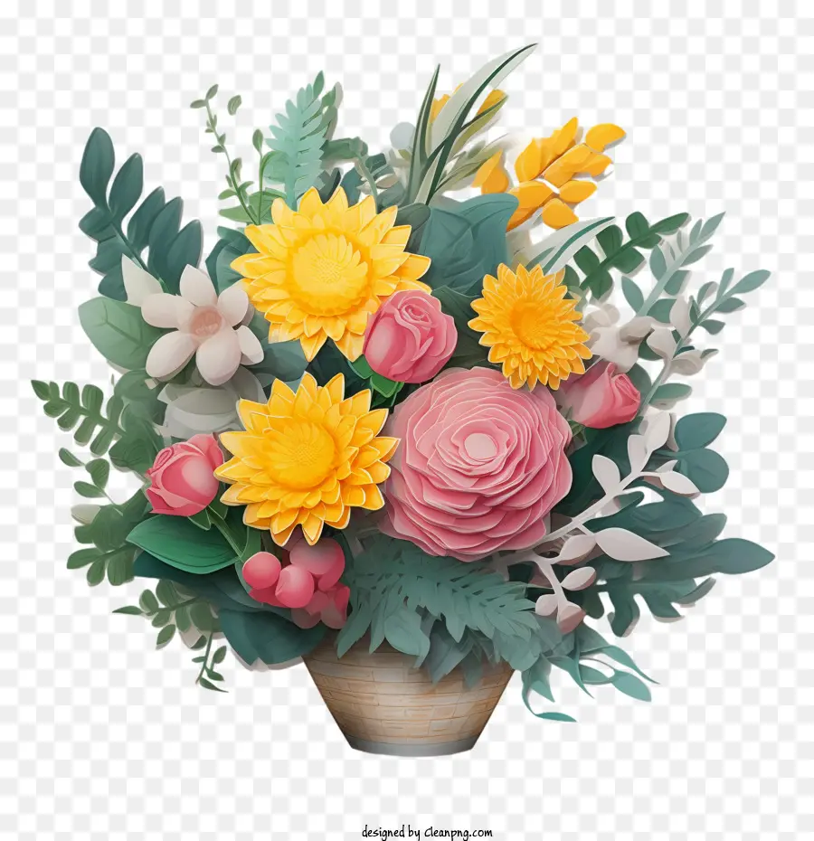 Fleur 3d，Bouquet De Fleurs PNG