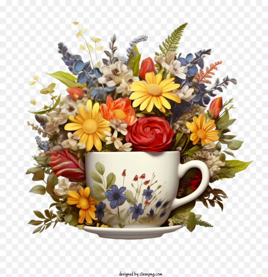 Tasse à Café，Floral De La Coupe Du PNG
