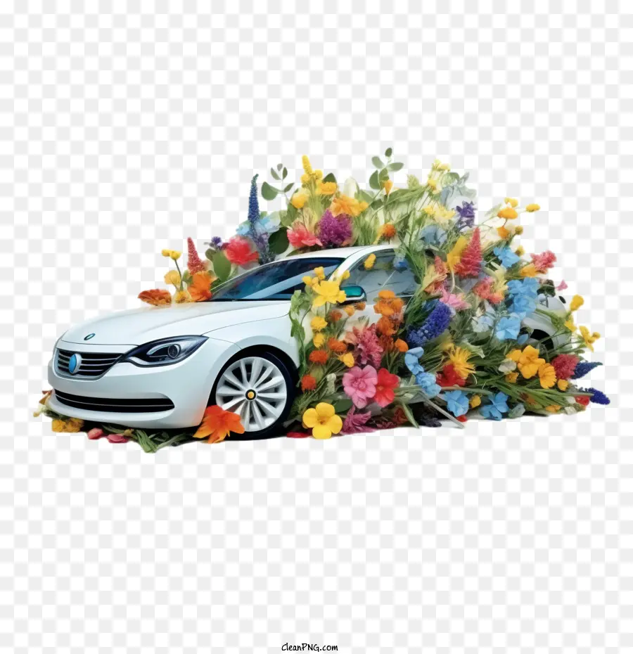 Voiture，Fleurs PNG