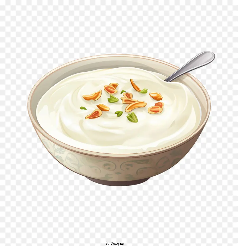 Khurma Pur，Bol De Yaourt Avec Une Cuillère PNG