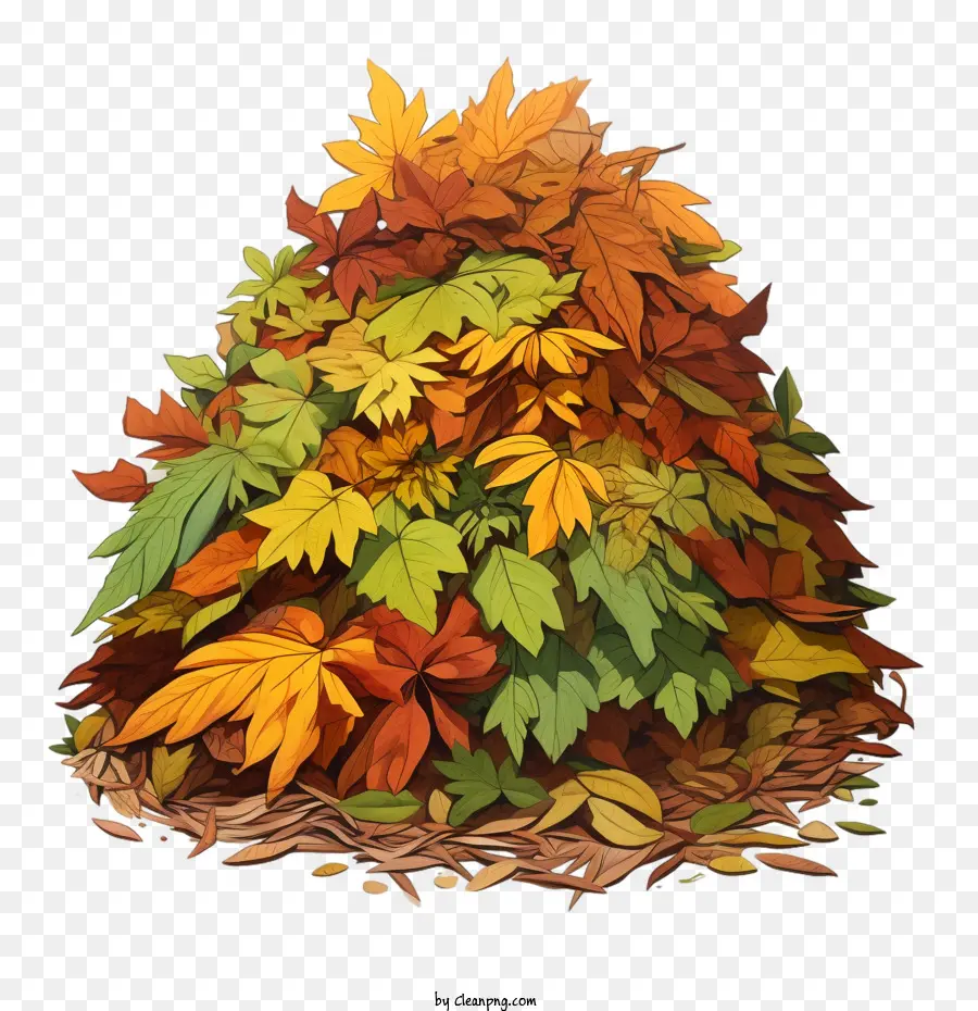 Tas De Feuilles，Feuilles Colorées PNG