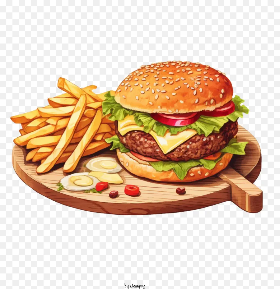 Hamburger，Burger Et Frites PNG