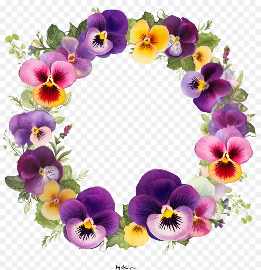 Fleur De Pensée，Couronne De Fleurs PNG