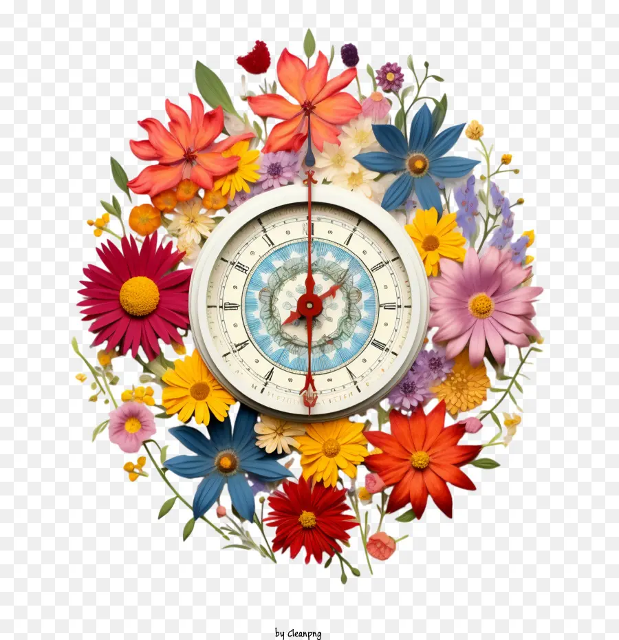 Boussole，Horloge Fleurie PNG