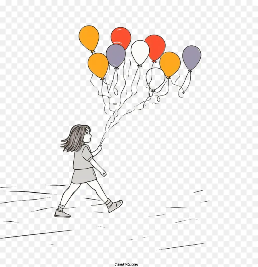 Fille，Fille Avec Des Ballons PNG