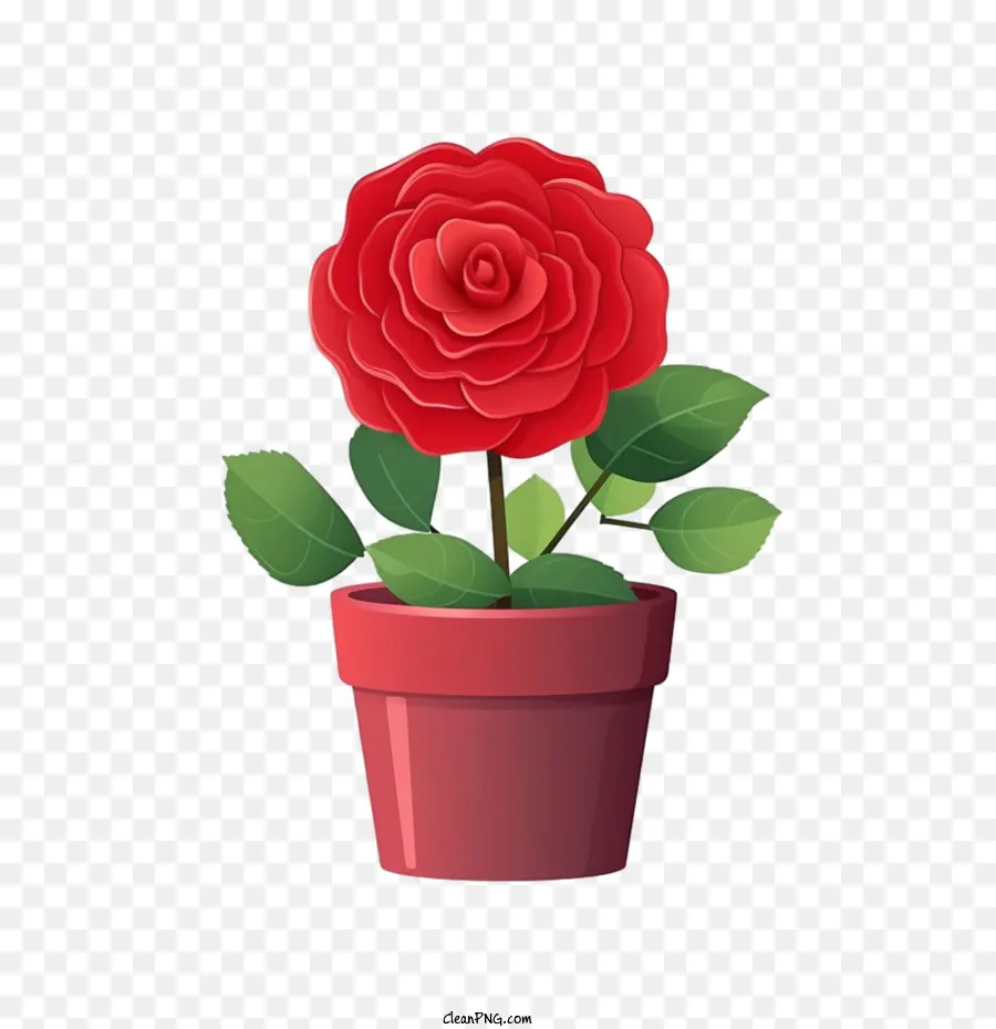 Rose Rouge，Pot De Fleur PNG