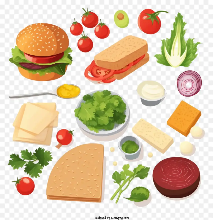 Ingrédients De Hamburger，Hamburger PNG