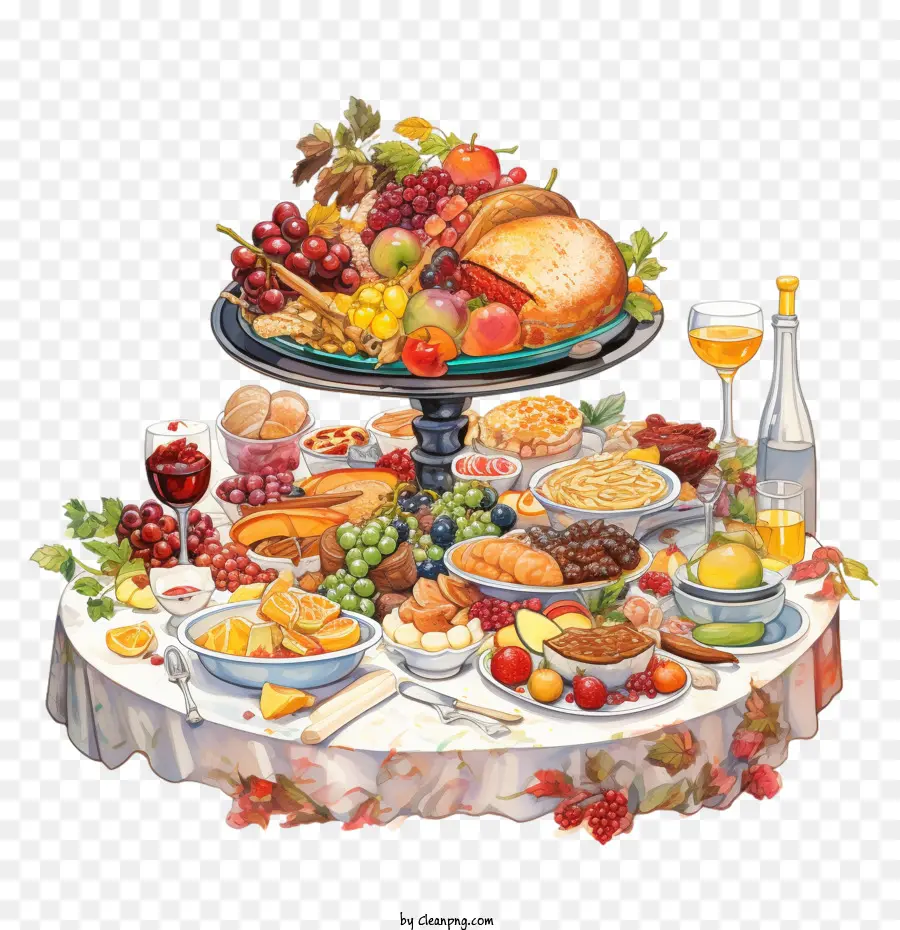 Table Abondante，Le Dîner De Thanksgiving PNG