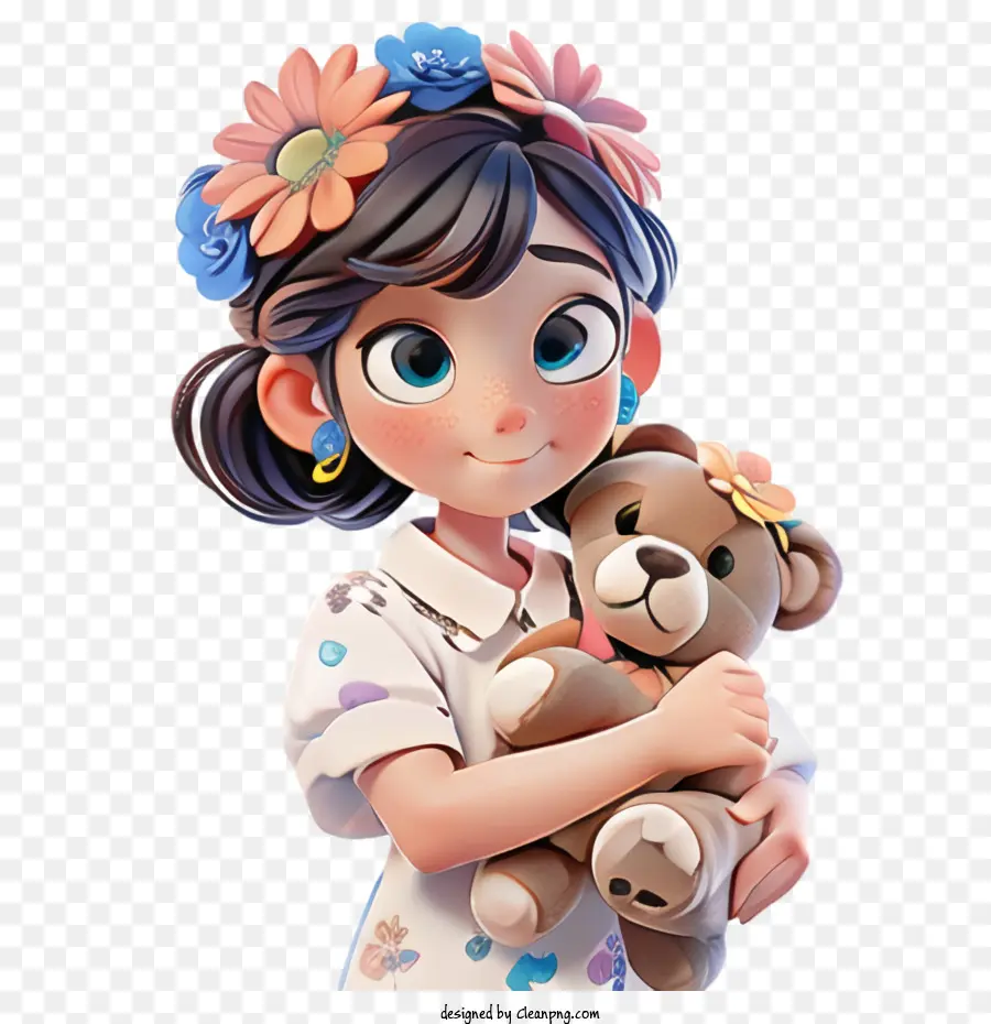 Jolie Fille，Fille Avec Ours En Peluche PNG