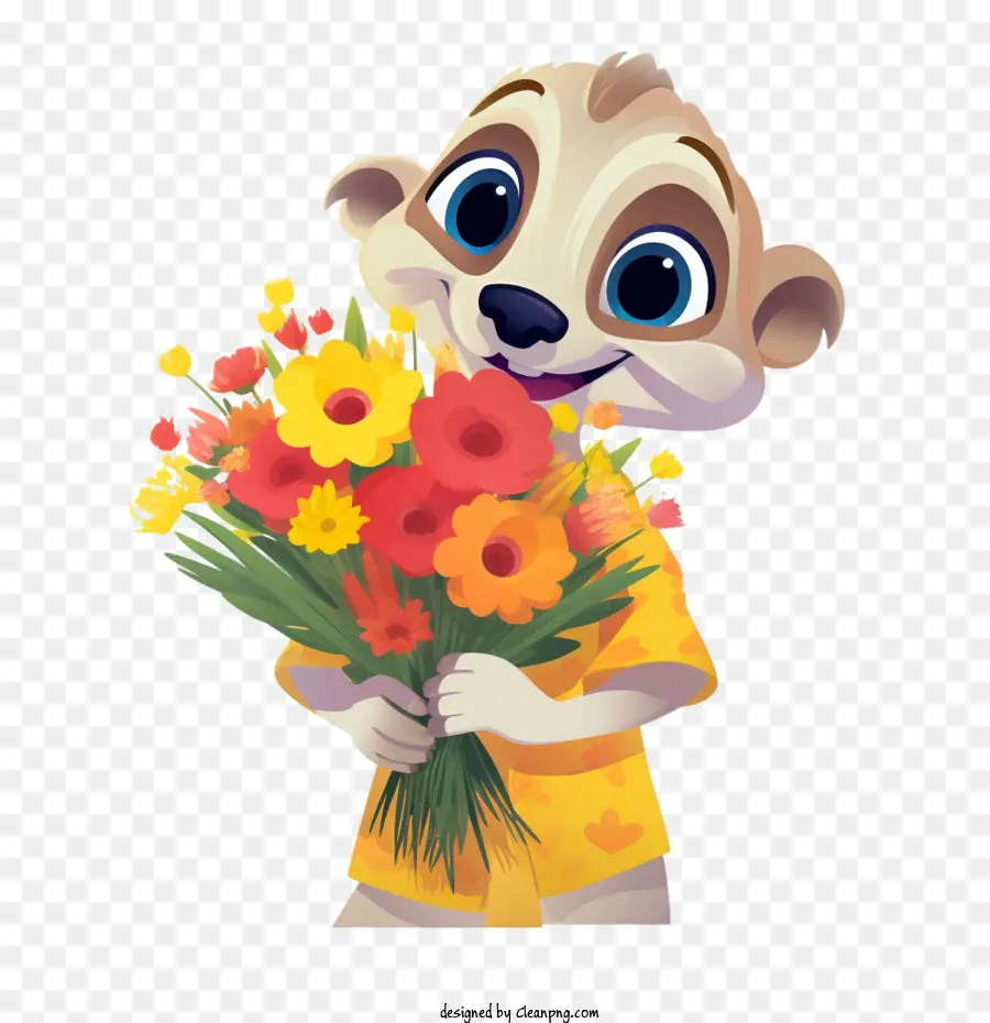 Suricate Mignon，Tenant Un Bouquet PNG