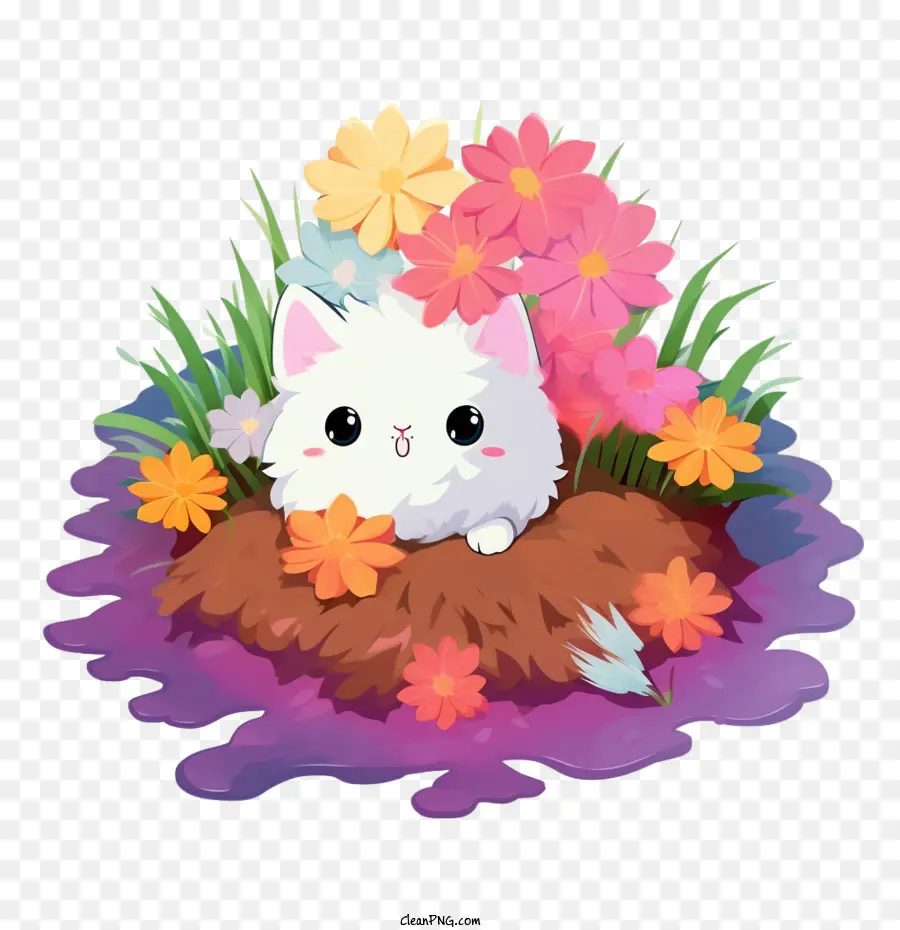 Flaque D'eau Moelleuse，Chat Mignon PNG