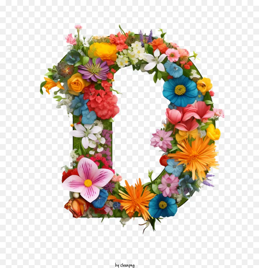 Lettre D，Fleur PNG