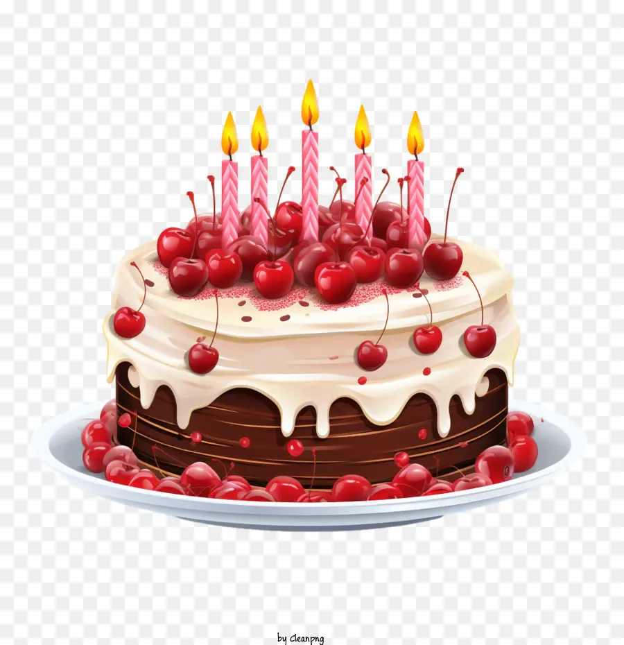 Gâteau D'anniversaire，Cerises PNG
