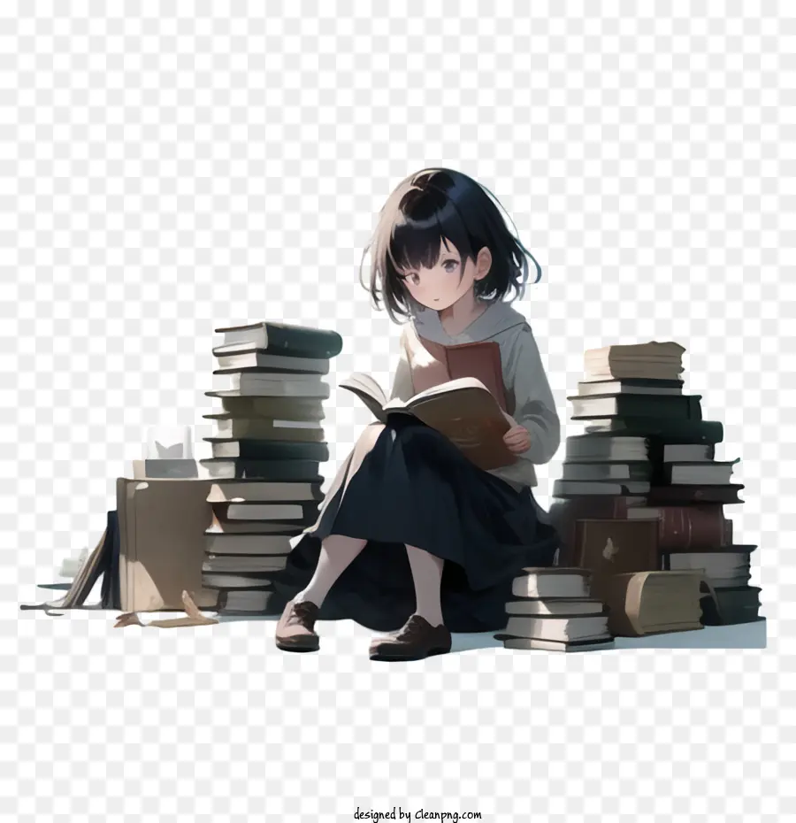 Livre De Lecture，Fille Lisant PNG