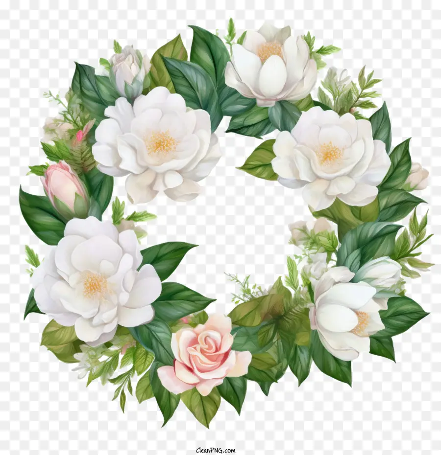 Couronne De Gardénia，Couronne De Fleurs Blanches PNG