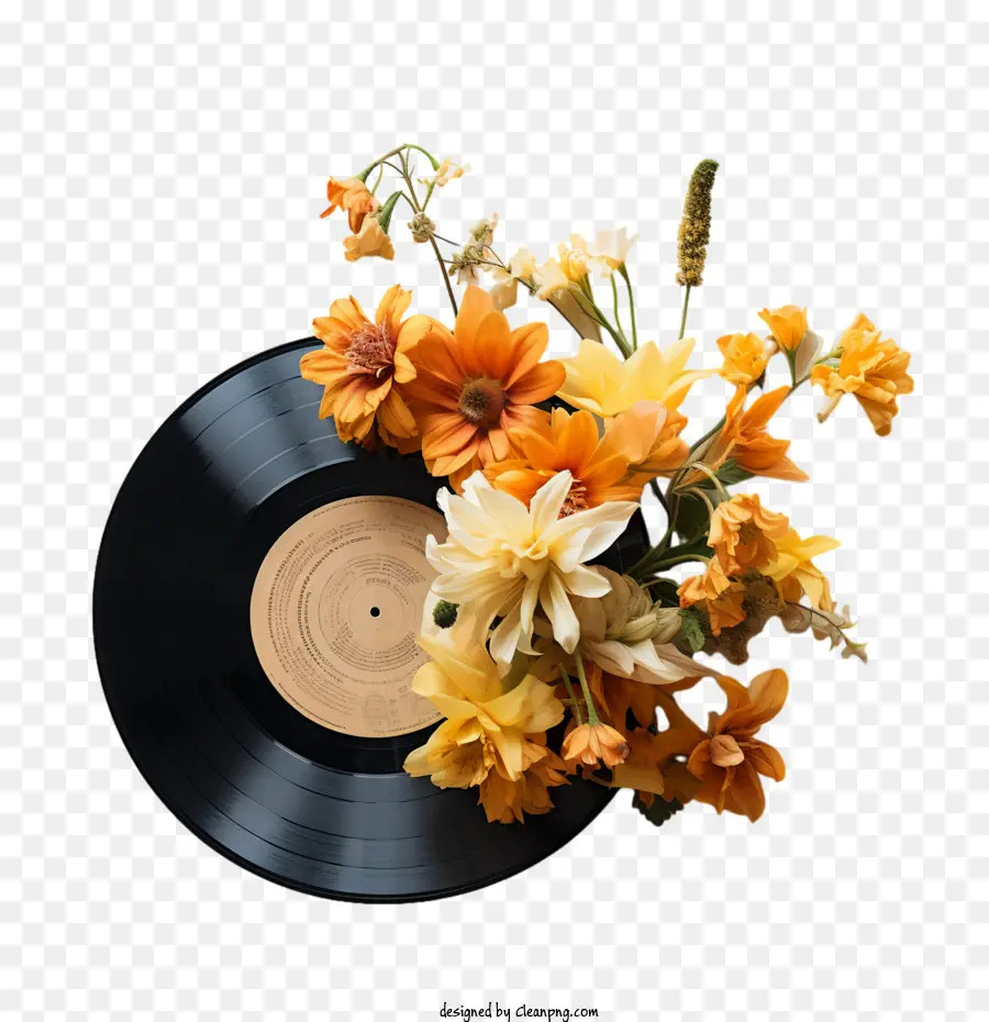 Journée Du Record Du Vinyle National，Arrangement De Fleurs PNG