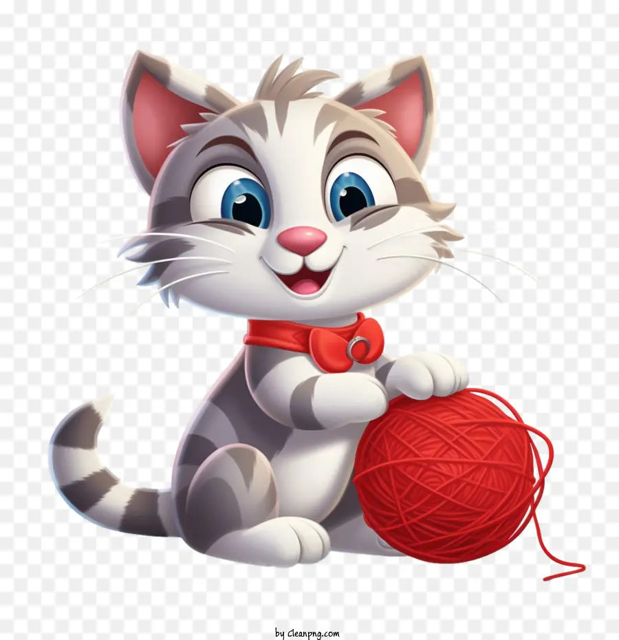 Chat Jouant à La Balle De Laine，Chat Mignon PNG