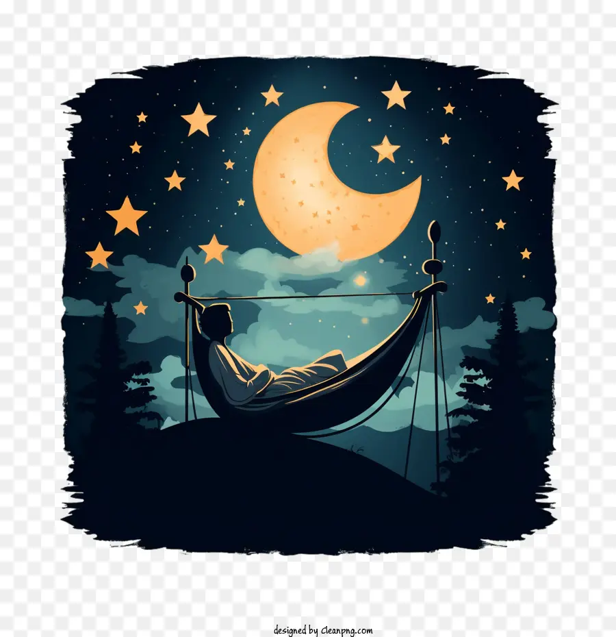 Sleep Global Under The Stars Night，Hamac PNG