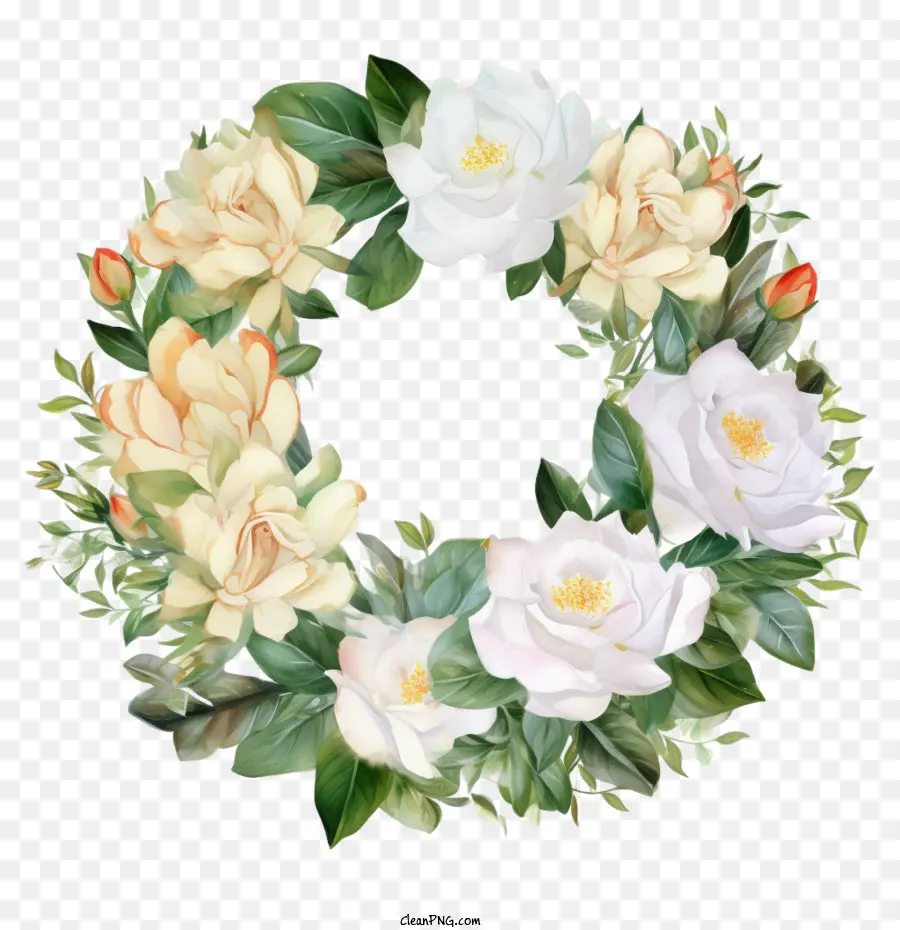 Couronne De Gardénia，Couronne De Fleurs Blanches PNG