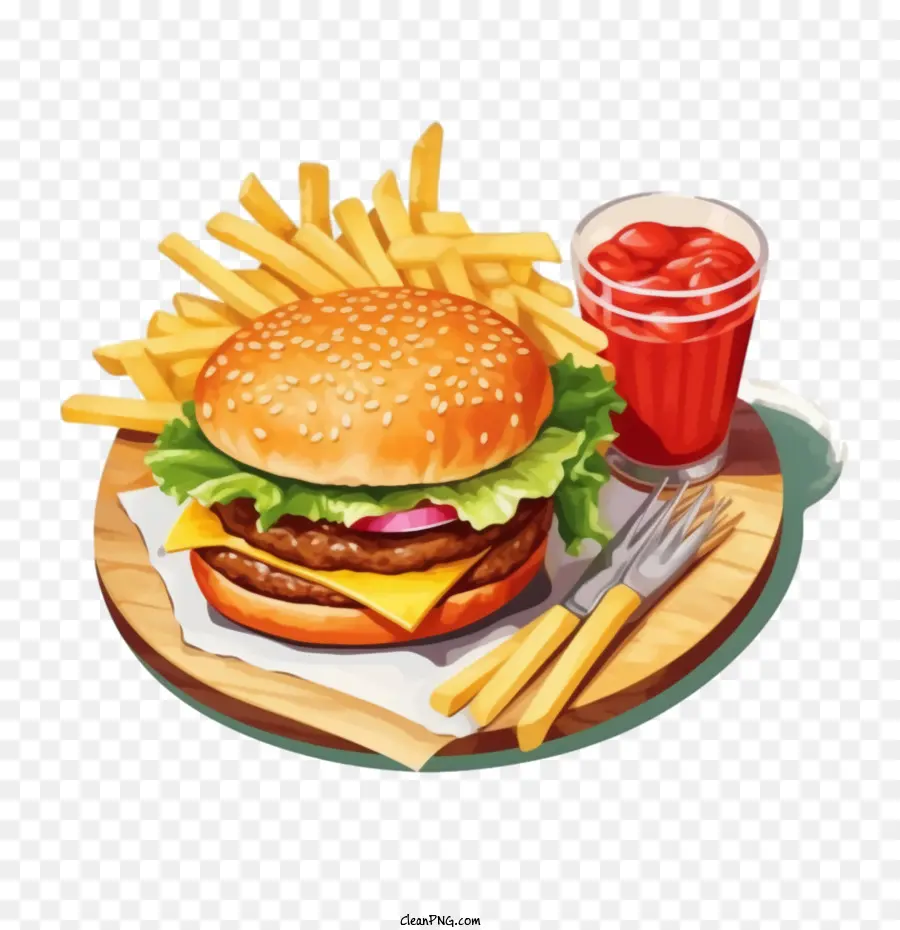 Hamburger，Burger Et Frites PNG