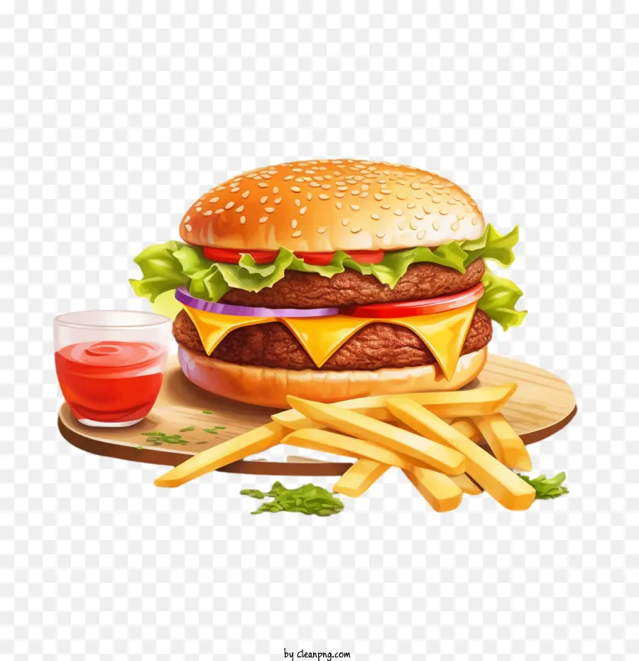 Hamburger，Burger Et Frites PNG