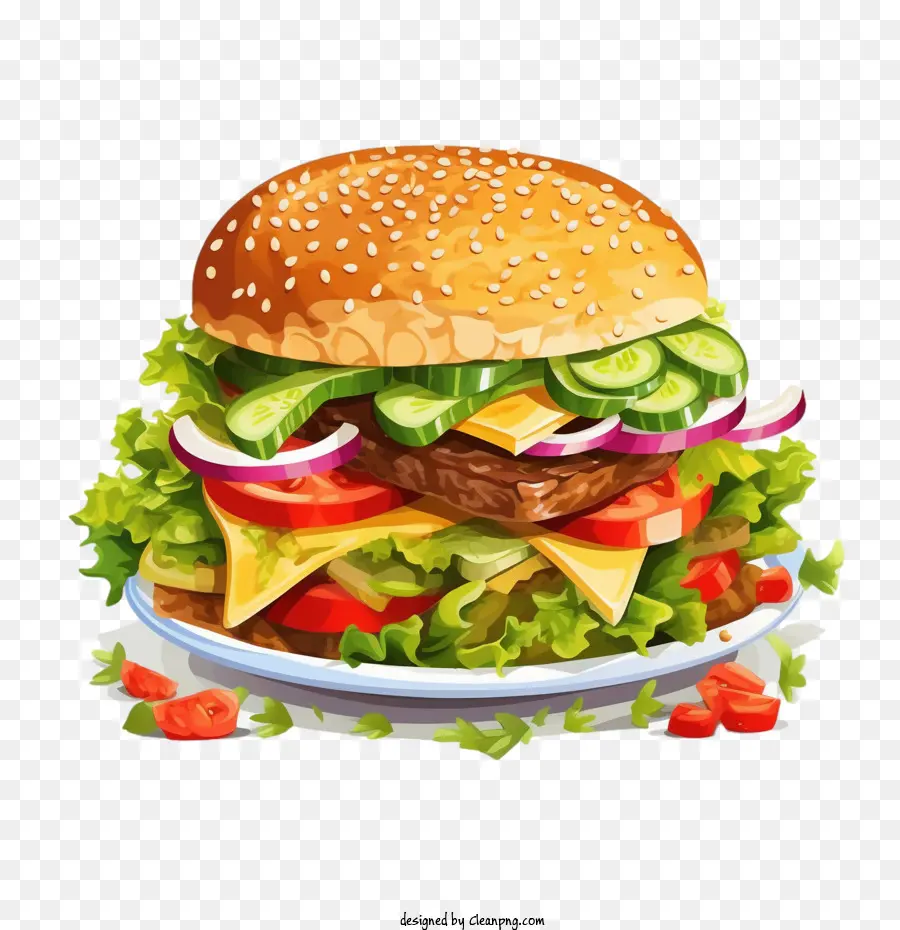 Hamburger，Légumes PNG