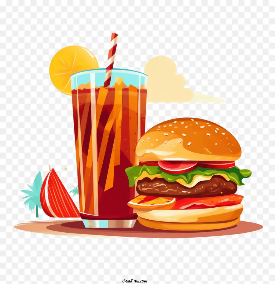 Hamburger，Burger Et Boisson PNG