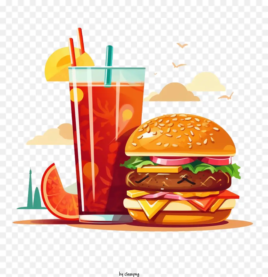 Hamburger，Burger Et Boisson PNG