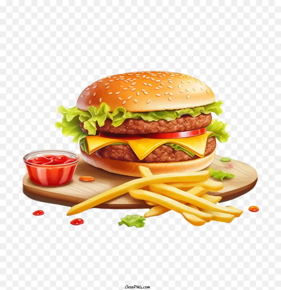 Hamburger，Frites PNG