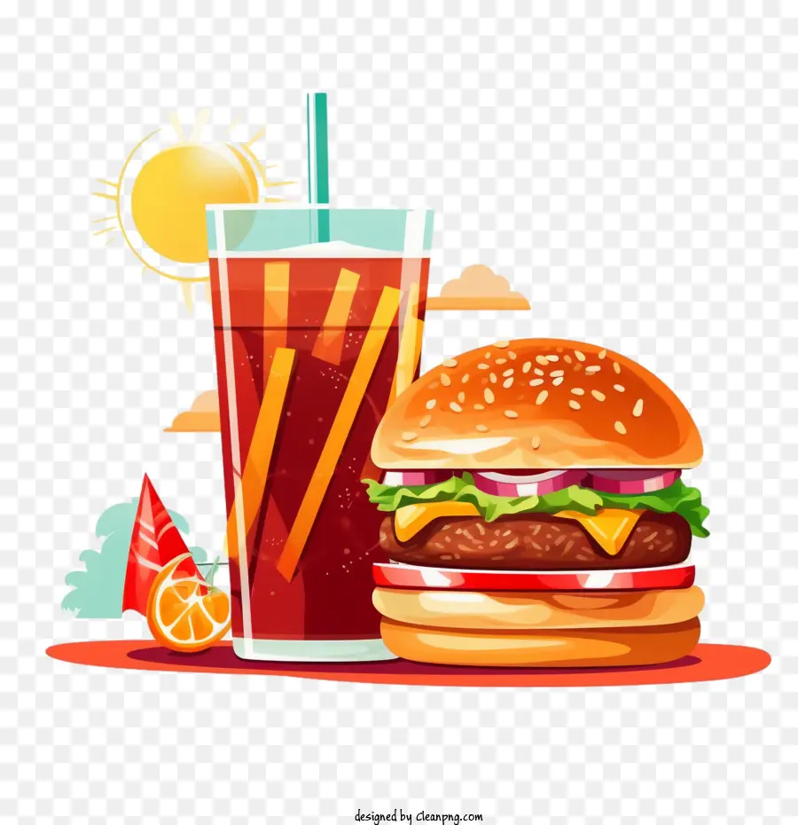 Hamburger，Burger Et Boisson PNG