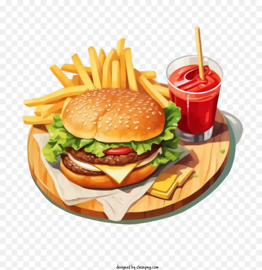 Hamburger，Burger Et Frites PNG