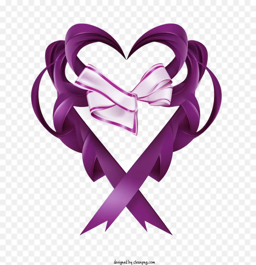 Journée Du Cœur Violet，Coeur De Ruban Violet PNG